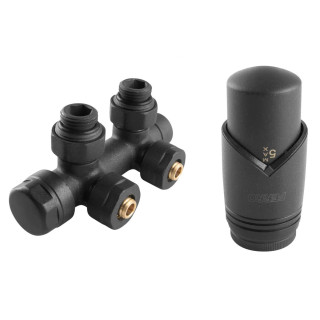 Dekoracyjny zestaw termostatyczny Ferro zespolony, kątowy - chrom