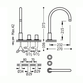Bateria wannowa Tres Study - Exclusive trzyotworowa- sanitbuy.pl