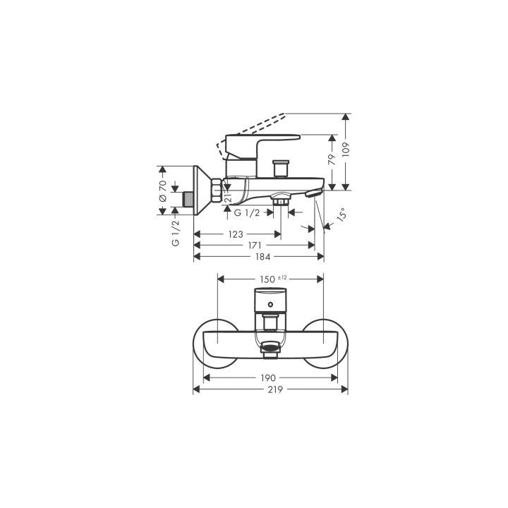 Bateria wannowo-prysznicowa Hansgrohe Vernis Blend, podtynkowa - czarny mat
