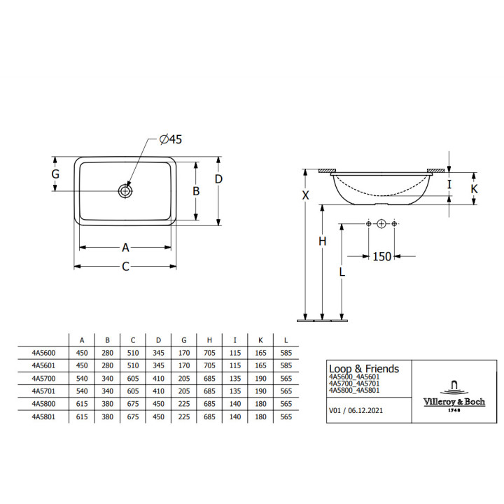 Umywalka Villeroy & Boch Loop&Friends, Biały Alpin, nablatowa, 38 cm, z przelewem