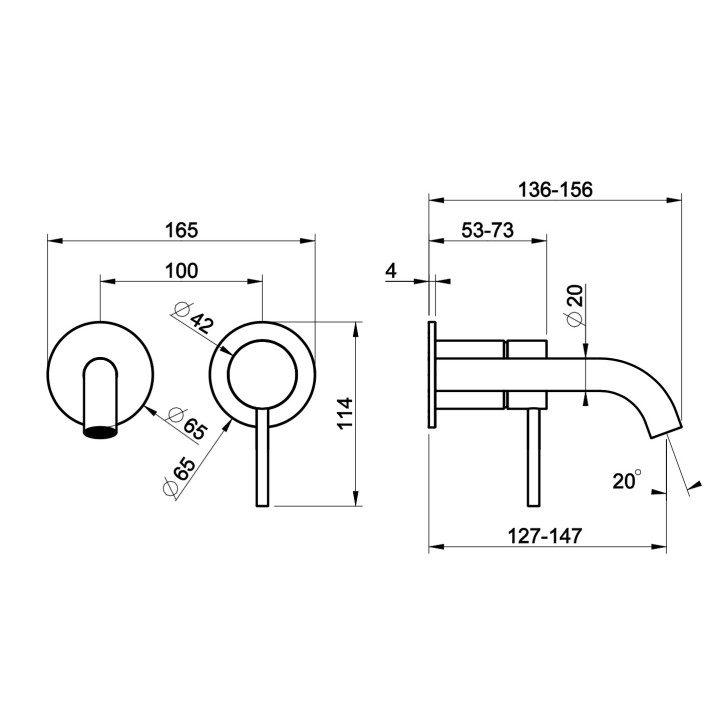 Bateria umywalkowa Gessi Flessa, podtynkowa, krótka wylewka, stal szczotkowana