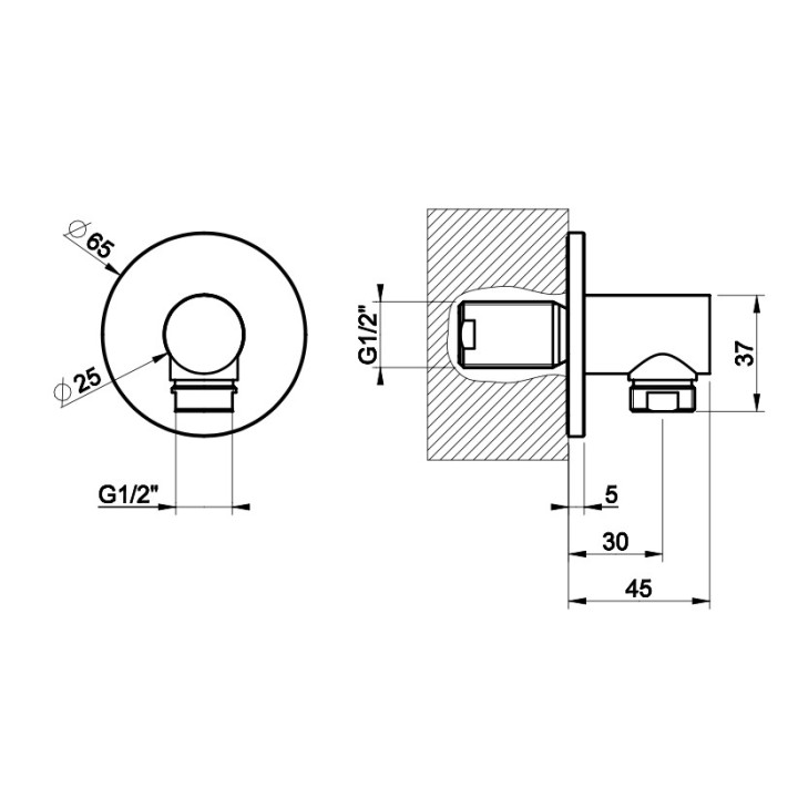 Przyłącze kątowe Gessi Anello, z uchwytem, chrom