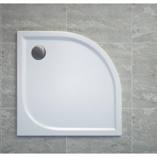 Brodzik z konglomeratu SanSwiss Ila półokrągły 900x900mm, biały