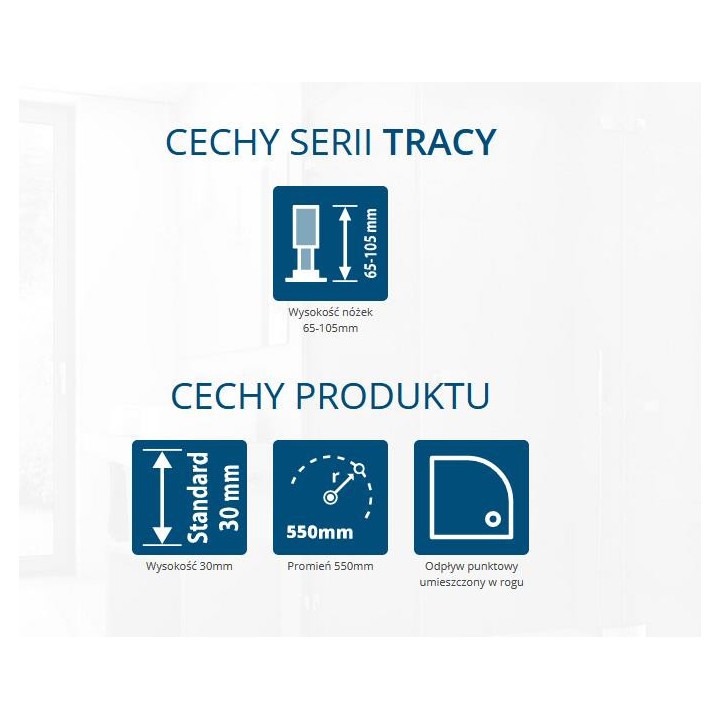 Brodzik z konglomeratu SanSwiss Ila półokrągły 900x900mm, biały