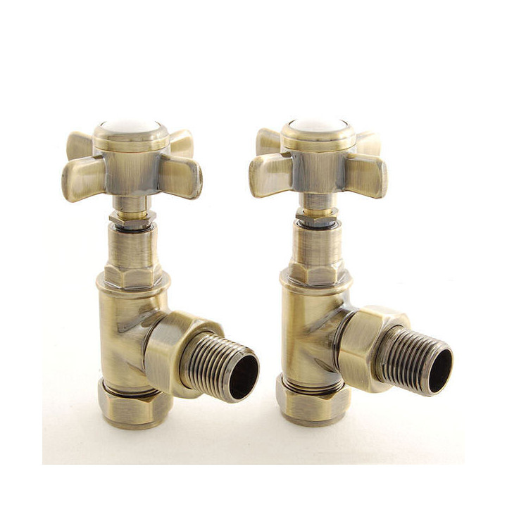 Komplet zaworów Imers kątowych stylizowanych retro - stary mosiądz- sanitbuy.pl