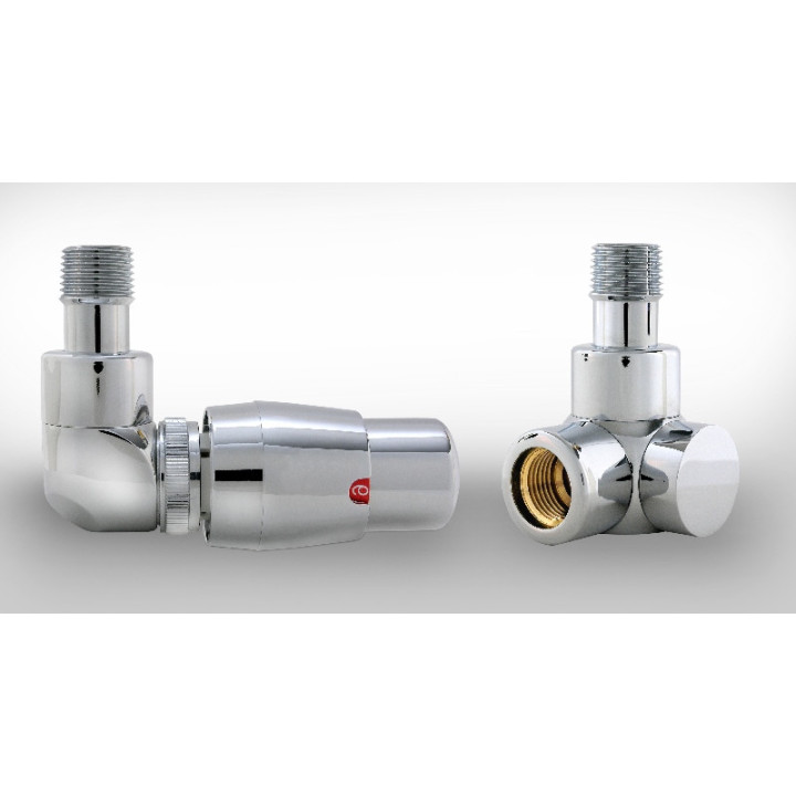 Komplet zaworów Imers termostatycznych osiowych kątowych, lewy - biały- sanitbuy.pl