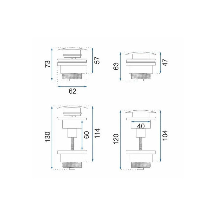 Korek umywalkowy klik-klak Rea uniwersalny - czarny mat