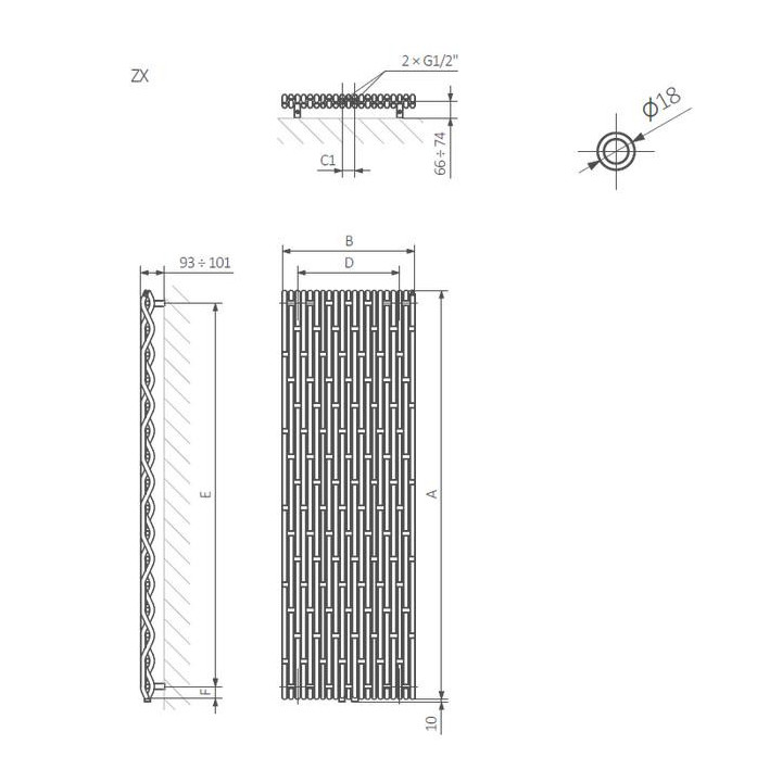 Grzejnik Terma Grid 51x50 cm - biały/ kolor