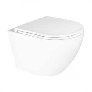 Zestaw miska wisząca wc Oltens Hamnes, 52x35,5cm, PureRim, z powłoką SmartClean z deską wolnoopadającą Slim - biały