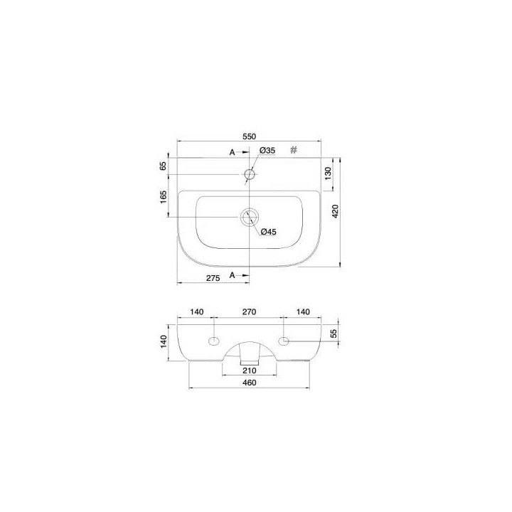 Umywalka wisząca lub nablatowa Scarabeo Teorema, 41x35cm, z przelewem, biała
