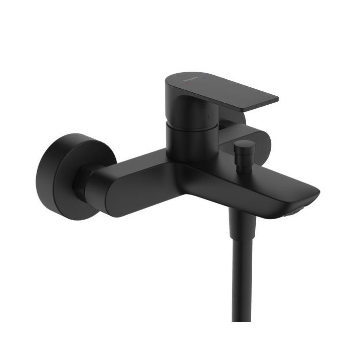 Bateria umywalkowa Hansgrohe Rebris S jednouchwytowa 80 CoolStart z metalowym kompletem odpływowym - czarny mat