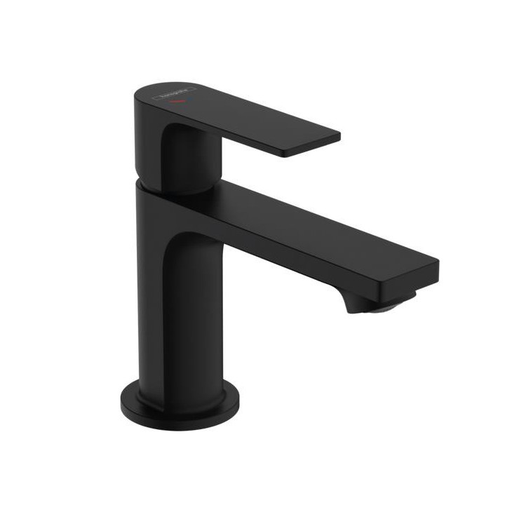 Bateria umywalkowa Hansgrohe Rebris S jednouchwytowa 80 CoolStart z metalowym kompletem odpływowym - czarny mat
