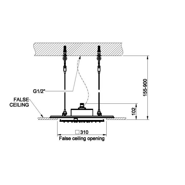 Element podtynkowy Gessi Minimali, sufitowy, okrągły, 350mm, mirror steel 