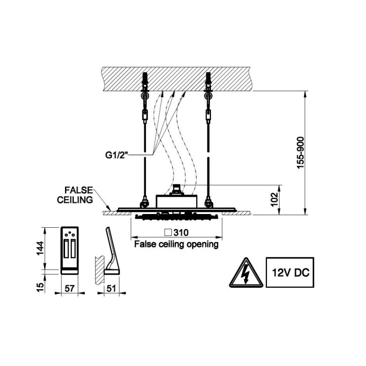 Deszczownica sufitowa Gessi Minimali, kwadratowa 350x350 mm - Mirror Steel
