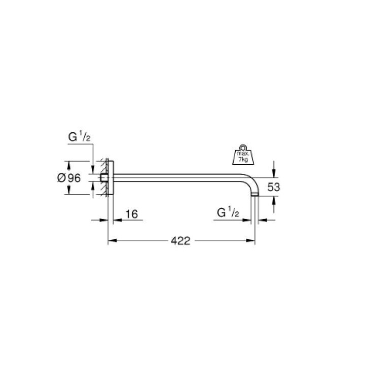 Ramię prysznicowe Grohe Tempesta ścienne, dł. 400 mm - chrom
