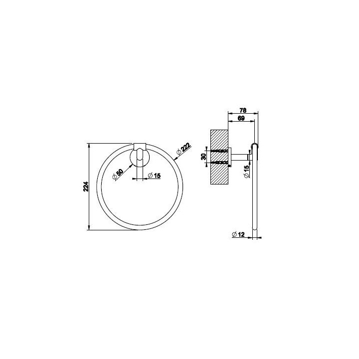 Uchwyt na papier Gessi Anello, ścienny, bez pokrywy - Copper Brushed PVD