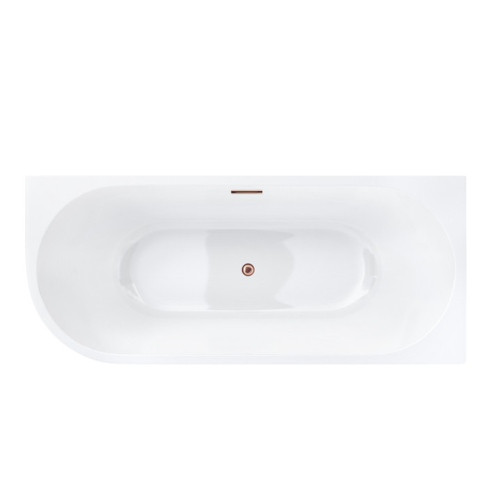 Wanna narożna Corsan INTERO prawa 170 cm z wykończeniem różowe złoto - biała