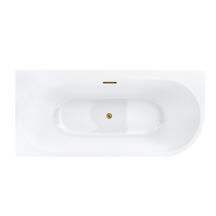 Wanna narożna Corsan INTERO lewa 170 cm z szeroką krawędzią i wykończeniem białym - biała