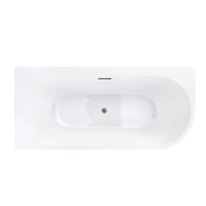 Wanna narożna Corsan INTERO lewa 170 cm z szeroką krawędzią i wykończeniem różowe złoto - biała