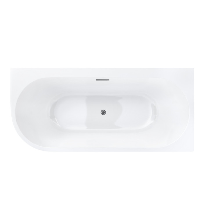 Wanna narożna Corsan INTERO prawa 160 cm z szeroką krawędzią i wykończeniem chrom - biała