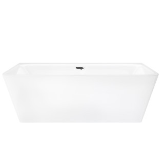 Wanna przyścienna wolnostojąca Corsan Iseo 150 cm z szeroką krawędzią i wykończeniem chrom - biała