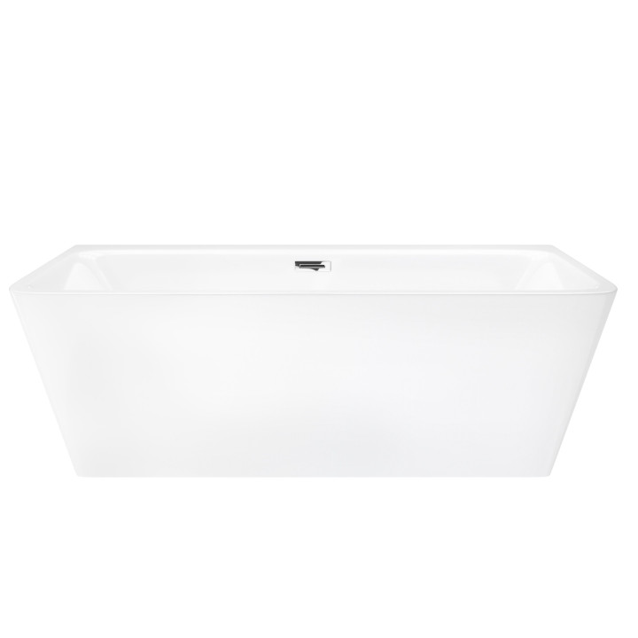 Wanna przyścienna wolnostojąca Corsan Iseo 150 cm z szeroką krawędzią i wykończeniem chrom - biała