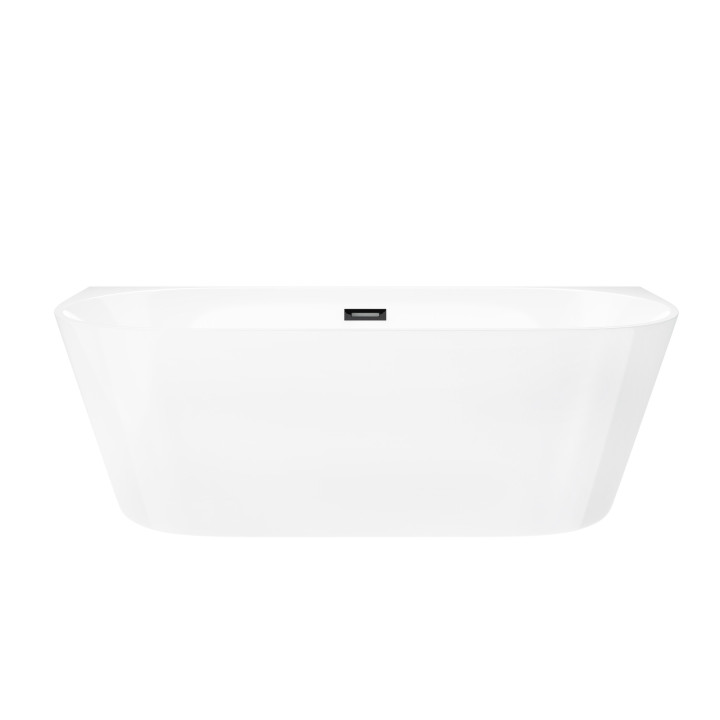 Wanna przyścienna wolnostojąca Corsan Mono 170 cm z wykończeniem czarnym - biała