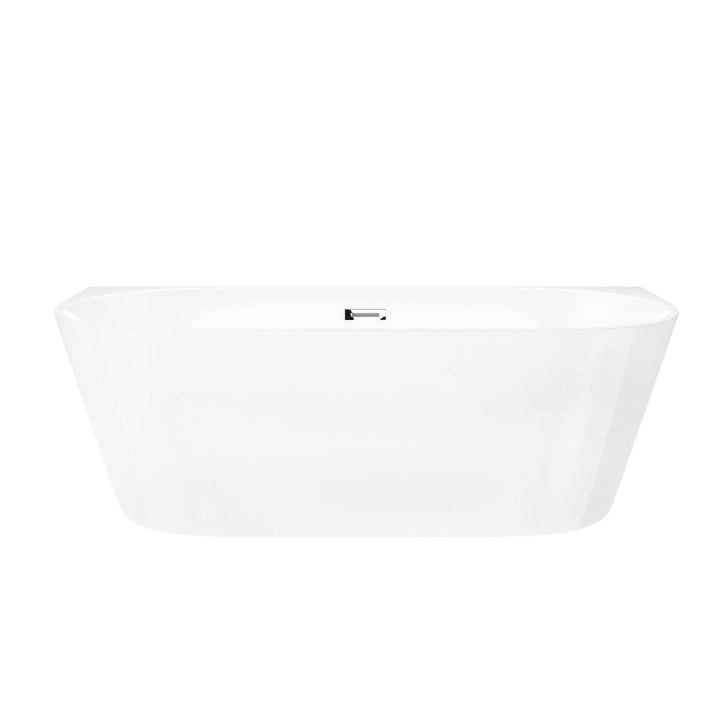 Wanna przyścienna wolnostojąca Corsan Mono 170 cm z wykończeniem chrom - biała