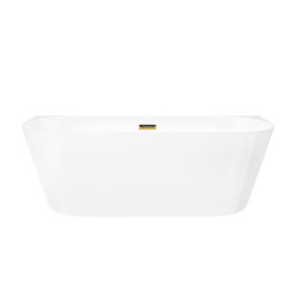 Wanna przyścienna wolnostojąca Corsan Mono 170 cm z wykończeniem złotym - biała