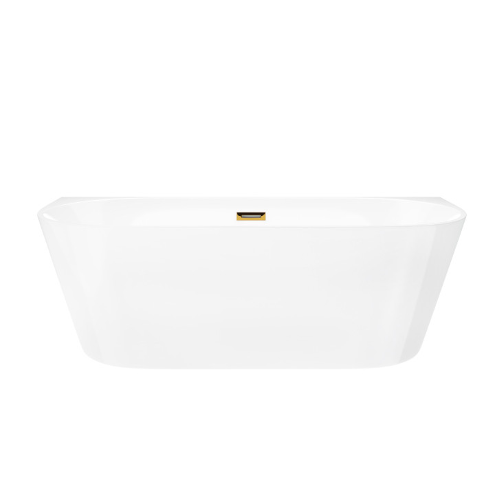 Wanna przyścienna wolnostojąca Corsan Mono 170 cm z wykończeniem złotym - biała