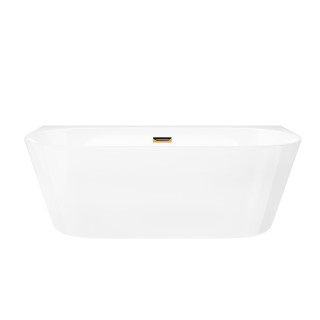 Wanna przyścienna wolnostojąca Corsan Mono 170cm z szeroką krawędzią i wykończeniem złotym - biała