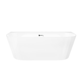 Wanna przyścienna wolnostojąca Corsan Mono 170cm z szeroką krawędzią i wykończeniem chrom - biała