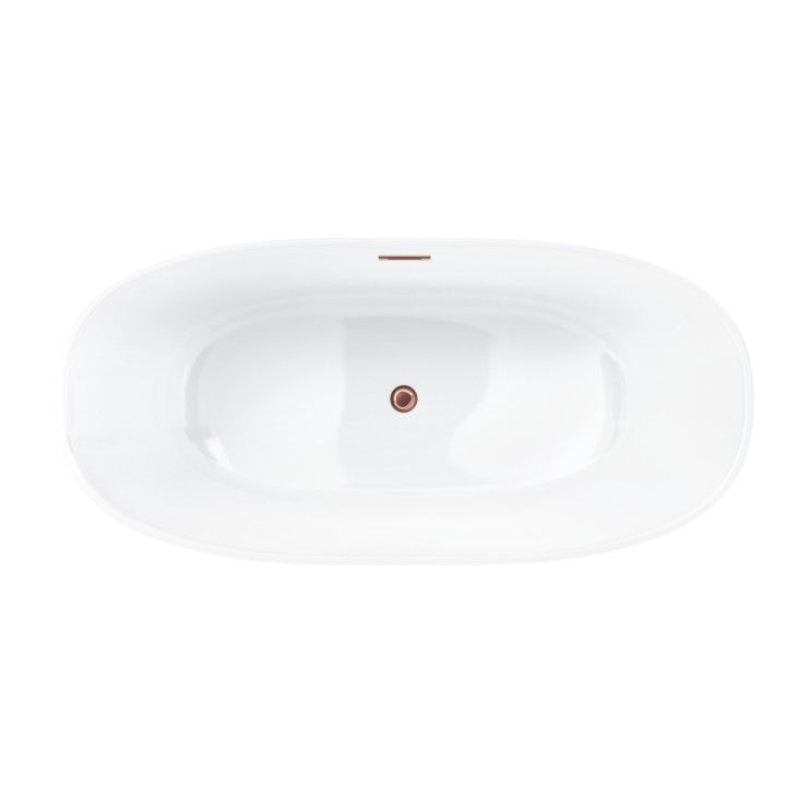 Wanna wolnostojąca Corsan Salina 160 cm z wykończeniem różowe złoto - biała