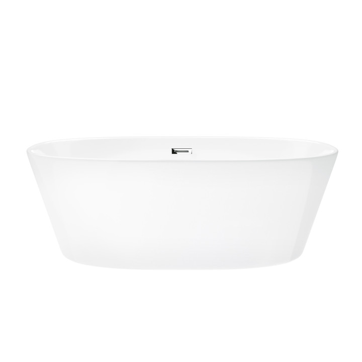 Wanna wolnostojąca Corsan Salina 160 cm z wykończeniem chrom - biała