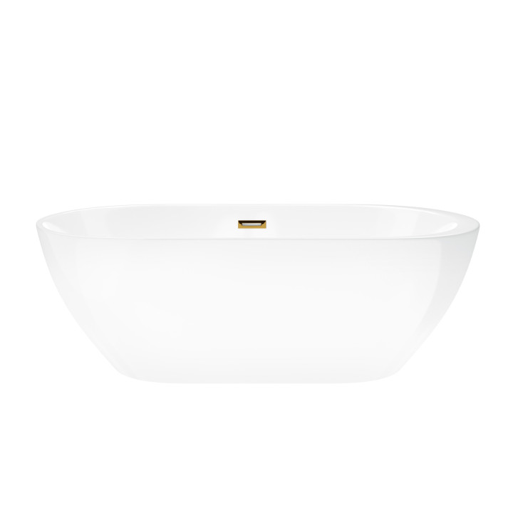 Wanna wolnostojąca Corsan Reno 160 cm z wykończeniem złotym - biała