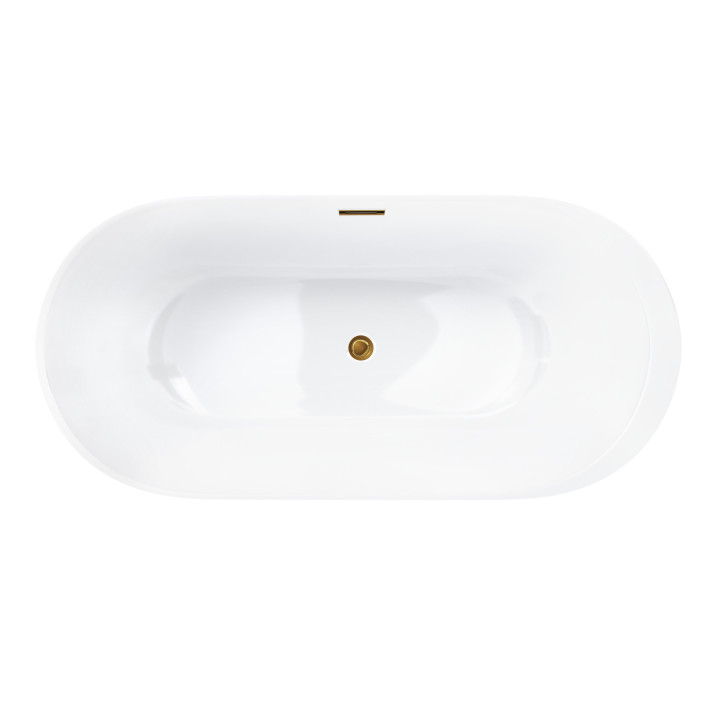 Wanna wolnostojąca Corsan Reno 160 cm z wykończeniem złotym - biała