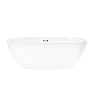 Wanna wolnostojąca Corsan Reno 160 cm z wykończeniem różowe złoto - biała