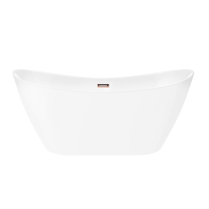 Wanna wolnostojąca Corsan Nauti 160 cm z wykończeniem różowe złoto - biała