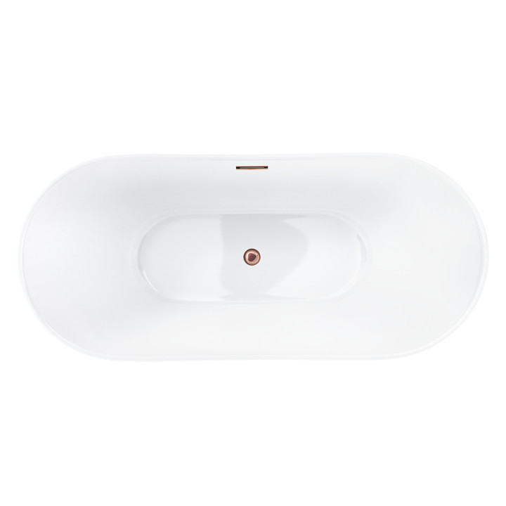 Wanna wolnostojąca Corsan Nauti 170 cm z wykończeniem różowe złoto - biała