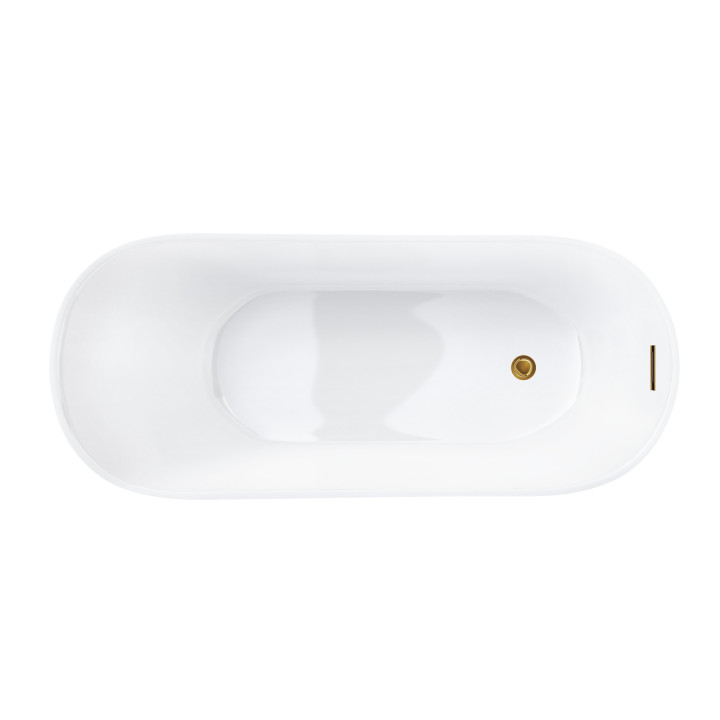 Wanna wolnostojąca Corsan Estella 160 cm z wykończeniem złotym - biała