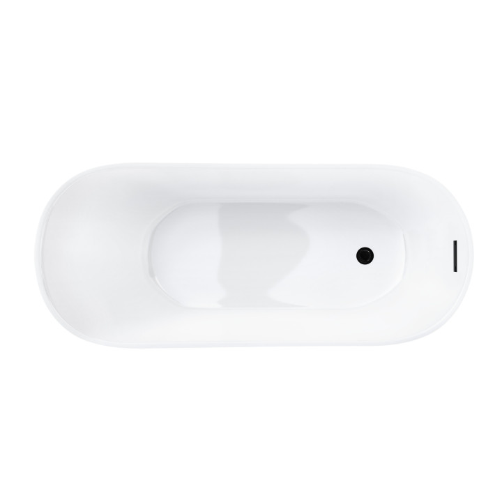 Wanna wolnostojąca Corsan Estella 170 cm z wykończeniem czarnym - biała