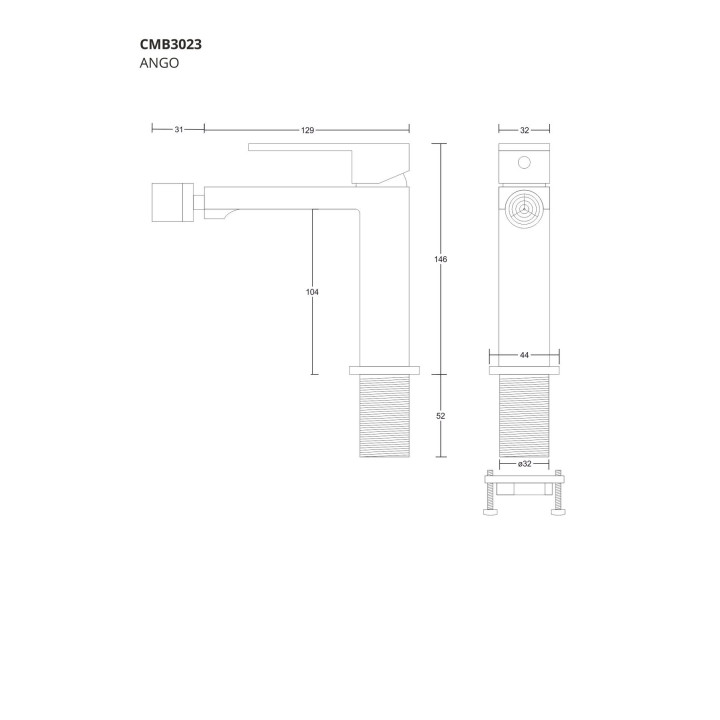 Bateria bidetowa Corsan Ango chromowana