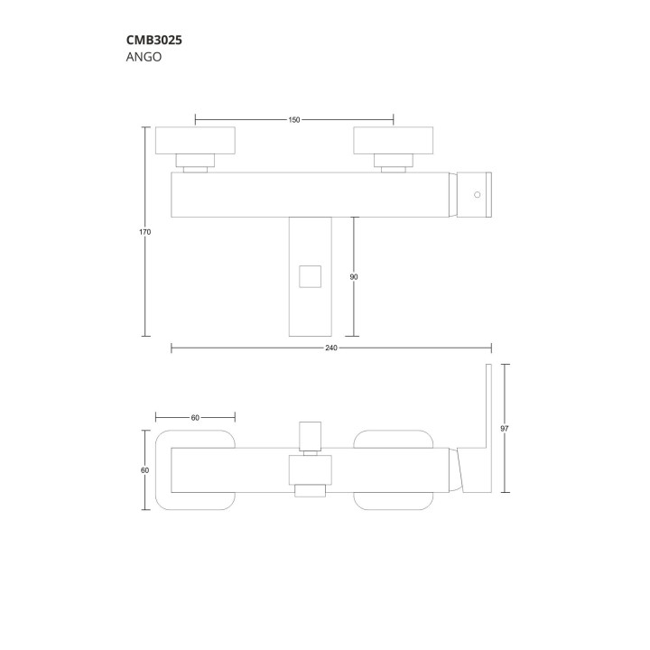 Bateria wannowo prysznicowa Corsan Ango czarna z wylewką