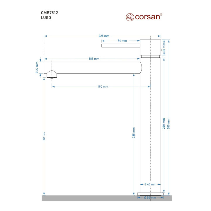 Bateria umywalkowa Corsan Lugo wysoka czarna
