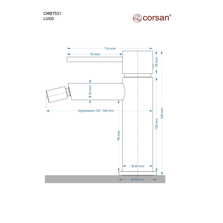Bateria bidetowa Corsan Lugo czarna
