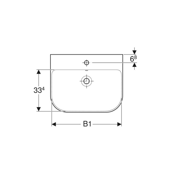 Geberit Smyle Umywalka, B70cm, H17cm, T48cm, z przelewem, z otworem na baterię