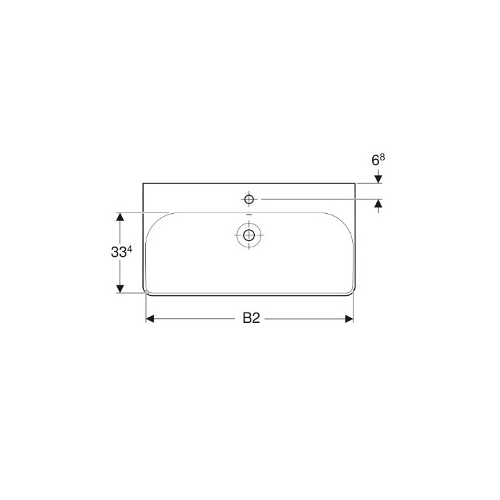 Geberit Smyle Square Umywalka, B120cm, H16.5cm, T48cm, z przelewem, z dwoma otworami na baterię