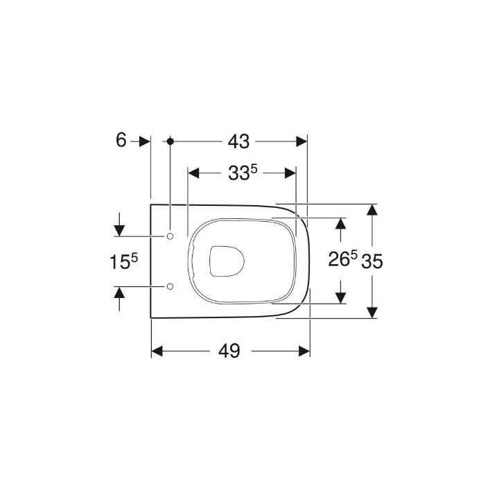 Geberit Smyle Square Wisząca miska WC, lejowa, B35cm, H33cm, T49cm, krótka, Rimfree