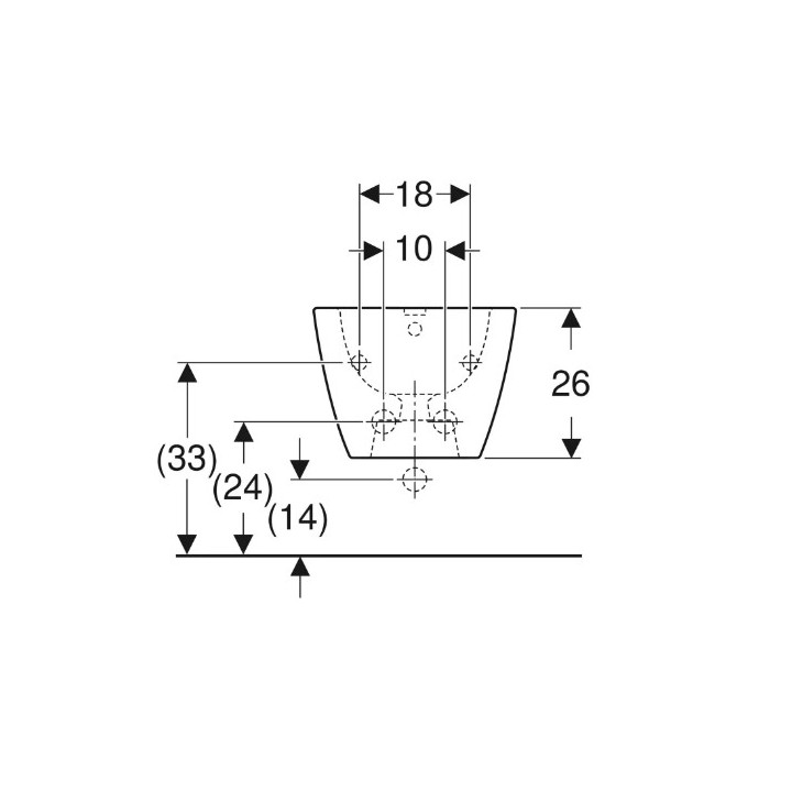 Geberit Smyle Square Bidet wiszący, B35cm, H26cm, T54 cm, z przelewem, z otworem na baterię