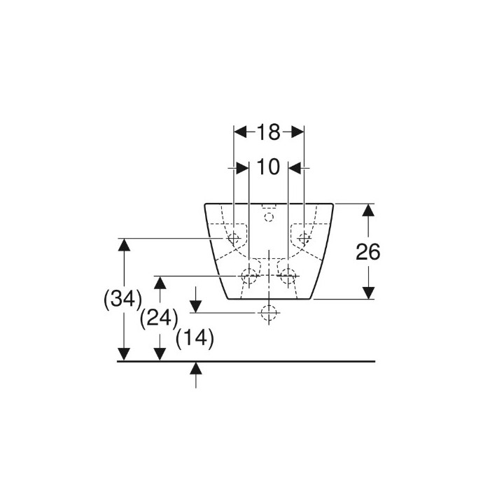 Geberit Selnova Square Bidet wiszący, B35cm, H26cm, T54cm, częściowo ukryte mocowania, z przelewem, z otworem na baterię